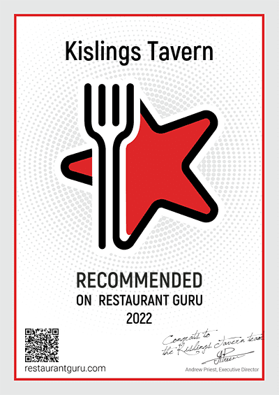 Kislings Restaurant Guru Award 2022